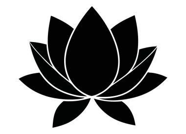 Zarif Siyah Nilüfer Çiçeği Silüeti Temiz Bir Arkaplanda İzole Edildi