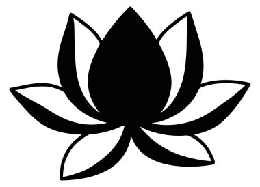 Serene Grafik Tasarımları için Siyah Lotus Çiçeği Silüeti Sembolü