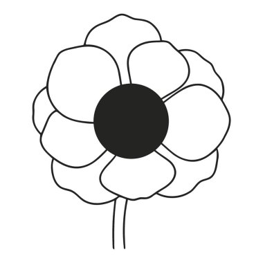 Zarif El Çizimi Çiçek Tasarımı Elementi Kalın Karanlık Merkez ve Hassas Taç Çizimi