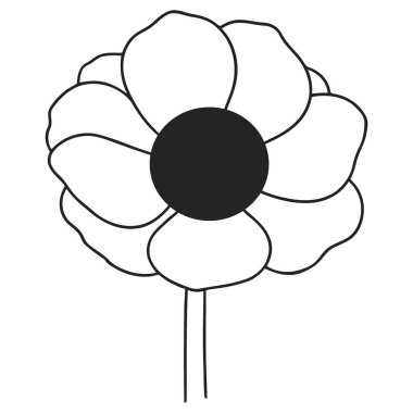 Tam Yaprak Düzenleme ve Yuvarlak Karanlık Merkezli Büyüleyici Basit Çiçek Taslağı