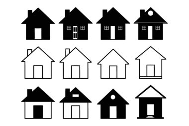 Ev Simgelerinin Çeşitli Koleksiyonu Temel Konut Sembolleri