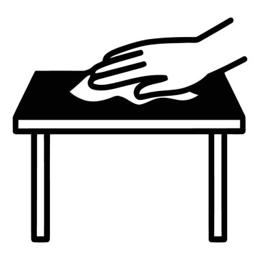 El Temizleme Masası Yüzeyinin Silüet Simgesi Temizlik ve Düzenlilik Sembolü