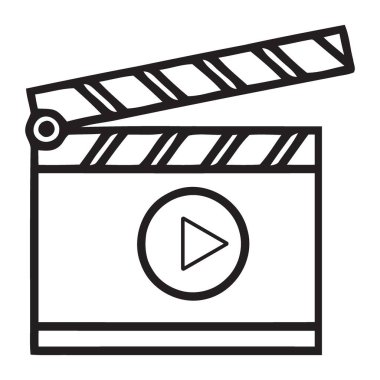 Video üretiminin ve dinamik içerik oluşturmanın başlangıcını sembolize etmek için mükemmel bir çalma düğmesi içeren bu keskin, modern klaket simgesi ile yaratıcı projelerinizi başlatın.