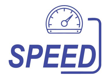 Bu dinamik hız göstergesi simgesi ve kalın 'Speed' metni ile hızlı ilerlemenin ve performansın doruk noktasını yakalayın. Ticari büyüme, verimlilik ve pazarlama materyallerinde yenilik için ideal.