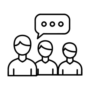 Grup iletişiminin ikonik temsili, takım tartışması ve ortak fikir alışverişi. İş, pazarlama veya sosyal ağ kavramları için mükemmel.