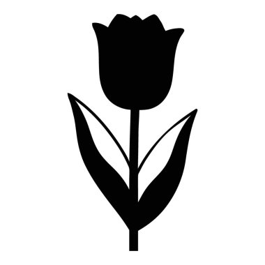 Çok Yönlü Sanatlar için Simetrik Lale Çiçeği Silüeti Grafiği