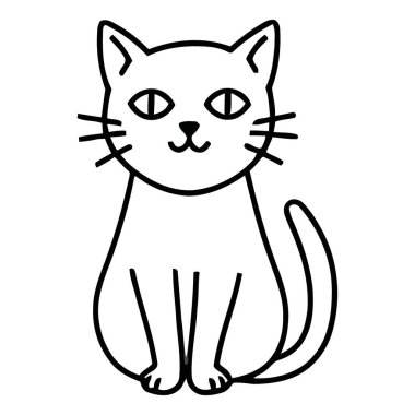 Şirin bir kedinin minimalist, siyah beyaz çizimi. Her projeye biraz cazibe ve neşe katmak için mükemmel..