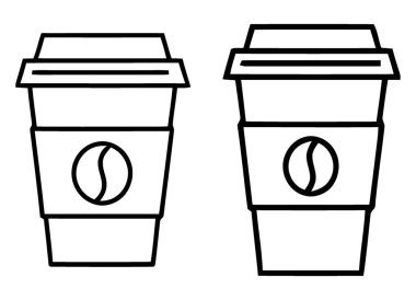 Parlak, minimalist, siyah çizgili iki kahve fincanı ve belirgin bir fasulye logosu. Kafeler, markalaşma ve modern yaşam tarzı içeriği için ideal. Temiz, çok yönlü tasarım unsurları arıyor..