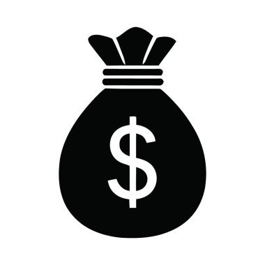 Basitleştirilmiş Yuvarlak Kara Para Çantası Silueti Dolarlık İşaretli