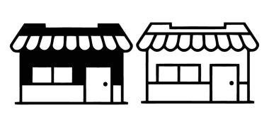 Çizgili tenteli basit siyah beyaz mağaza simgeleri