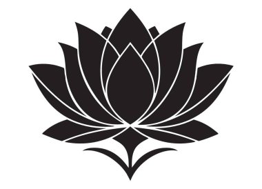 Güzel Siyah Siluet Nilüfer Çiçeği Saflık ve Büyüme Sembolü