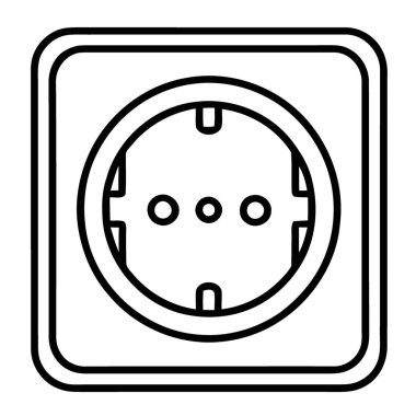 Güç bağlantısı ve enerji tedariği için standart elektrik prizi ana hatları sembolü