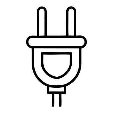 Aygıt bağlantısı için eşsiz kalkan şekilli iki uzatmalı elektrik prizinin ana hatları grafiği