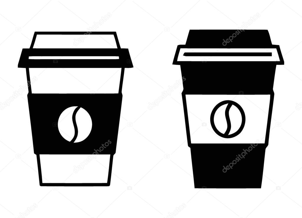 Bold black and white coffee cups featuring a prominent bean logo offer a clean, modern aesthetic for any beverage-related project. Instantly recognizable and versatile.