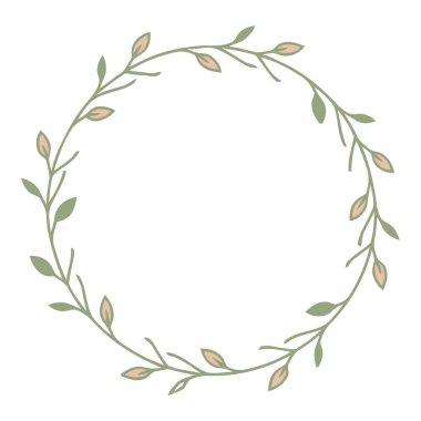 Pastel Pembe Tomurcuklar Tasarımı ile Güzel Yeşil Yapraklı Çelenk