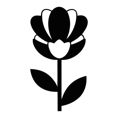 Zarif Biçimli Lale Çiçeği Silueti Grafik Tasarım Elementi İllüstrasyonu