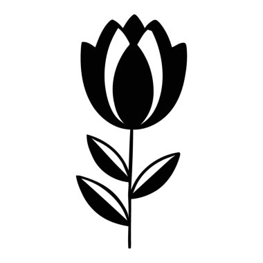 Zarif Siyah Çiçekli Bud Siluet Minimalist Botanik Tasarım Elemanı