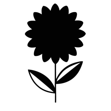 Dekoratif Sanat İçin Basit Zarif Botanik Eleman Siyah Silüet Tasarımı