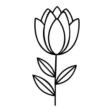 Minimalist Çiçek Bud Ana Hattı Vektör Sanat Botanik Çizim Tasarımı