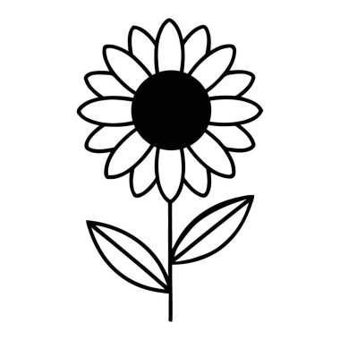 Karanlık Merkez Botanik İllüstrasyonlu Neşeli Papatya Çiçeği Özeti