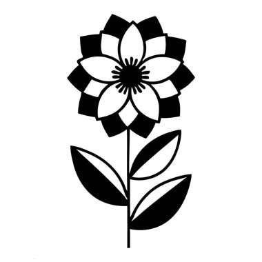 Damga Desenli Çiçek Taçyaprakları Çizim Çizgisi Çizimi