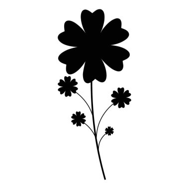 Zarif Botanik Çiçeği Silueti Narin Küçük Çiçekler Tek Köklü Çiçekler