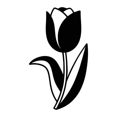 Mevsimsel Kutlamalar için Klasik Çiçek açan Lale Bitkisi Silüet Vektör Grafiği