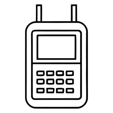 Retro Teknoloji Kavramları için Klasik El bilgisayarı İletişim Aygıtı Ana Hattı Grafiği