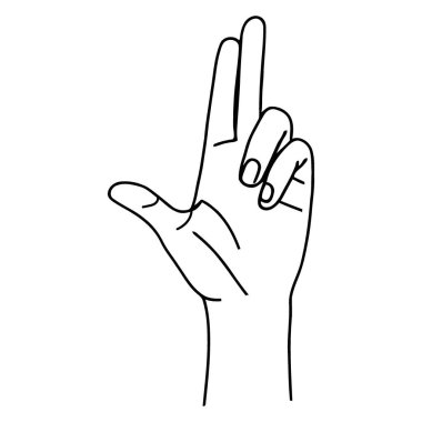 Temiz Çizgi El İşareti İki Parmağı Gösteriyor Çizgi Çizgisini Gösteriyor