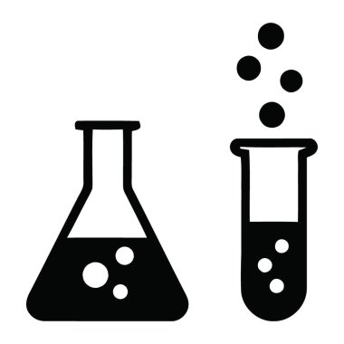İçi kaynayan sıvı kimyasal reaksiyonlarla dolu ikonik laboratuvar camları.