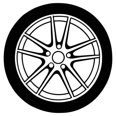 Moda Alloy Rim ve Lastik Lastik Lastikleriyle Modern Araba Tekerleği Silueti