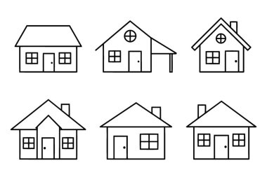 Özetlenmiş Ev Simgeleri Koleksiyonu Konut Mülkiyeti Tiplerini Temsil Ediyor