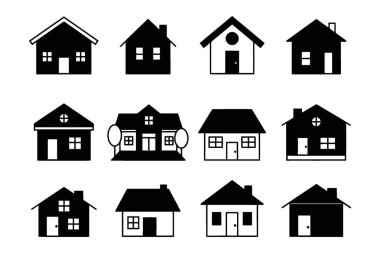 Mimari Tasarım Projeleri için Çeşitli Konut Silüetleri Koleksiyonu