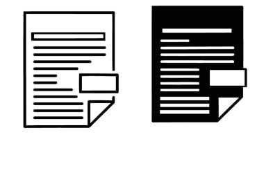 Bir yasal belge veya sözleşme ikonunun ana hatları ve sağlam siyah sürümleri