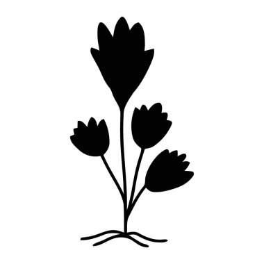 Çoklu Çiçek Tomurcukları İllüstrasyonlu Zarif Bitki Silueti