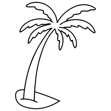 Minimalist Tropikal Palmiye Adası Yaz Tatili Tasarımı Çizimi