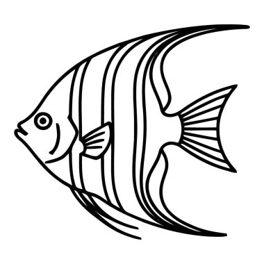 Sucul Tutkuları İçin Ayrıntılı Çizgili Melek Balığı Çizimi