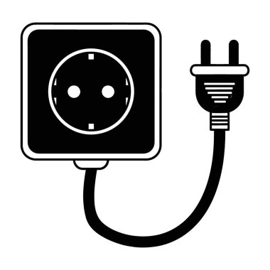 Standart Elektrik Prizi ve Bağlı Eklenti Kablosu Silüeti ResmiComment