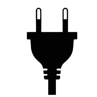Standart İki Pin Elektrik Elektrik Kablosu Bağlantısının Tek Katı Siyah Silueti