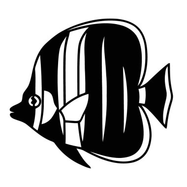 Modern Grafik Tasarım Elementleri için Kalın Çizgili Tropikal Balık Silueti