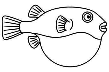 Su Temalı Tasarımlar İçin Doğru Yüze Bakan Minimalist Kirpi Balığı Tasarımı