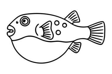 Eğitmen İçeriği İçin Neşeli Benekli Kirpi Balığı Kara Taslak Sanat