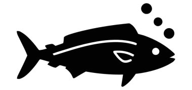 Dinamik Kara Balık Silüeti ve kabarcıklar Su altı Hareketi