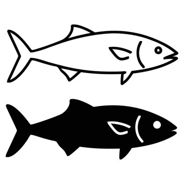 Çift Tarz Su Balığı Taslağı ve Katı Siluet Çizimi