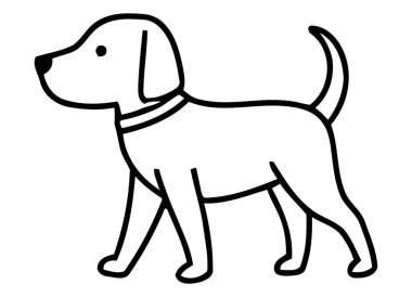 Dost canlısı bir köpeğin sabırla duran minimalist çizimi