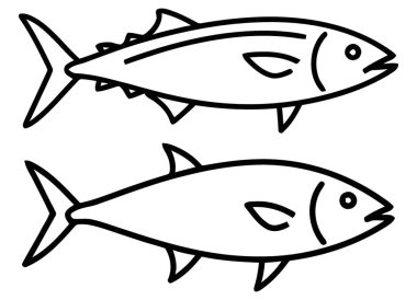 Minimalist İki Farklı Okyanus Yüzen Balık Türü Çizimi