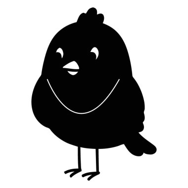 Küçük Crest ve Yuvarlak Gövdeli Tombul Kara Kuş Görüntü Grafiği