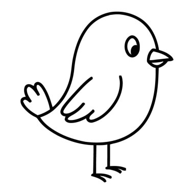 Minimalist çizim, profilde huzur içinde duran küçük tatlı bir kuş.