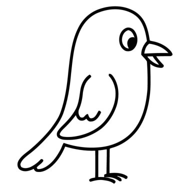 Mutlu küçük kuş tasviri açık gagalı neşeli bir şarkı söyleyen