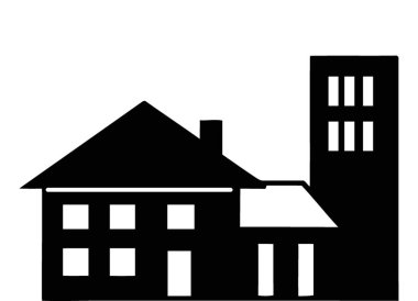 Tanınmış Kulesi ve Ev Yapısı ile Mimari Bina Silueti